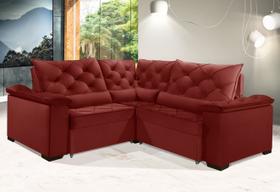 Sofá Retrátil Reclinável BERLIM DE CANTO 2.40 x 2.40 ESTILO ESTOFADOS - França Velusoft COR "VERMELHO"