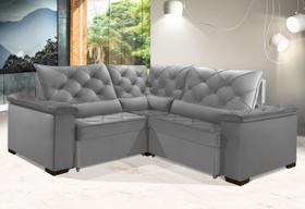 Sofá Retrátil Reclinável BERLIM DE CANTO 2.40x2.40 ESTILO ESTOFADOS - França Velusoft COR "PRATA" Sofá Retrátil Reclinável BERLIM DE CANTO 2.40x2.40 ESTILO ESTOFADOS - França Velusoft COR "PRATA"