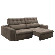 Sofá Retrátil Reclinável Cactus 3 Lugares Veludo Cinza 232cm Megasul