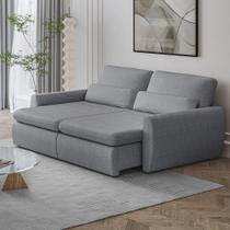 Sofá Retrátil Reclinável Charlie 2,10m Linho Supreme D28 Thermogel Vira Cama Casal Moderno - Cinza