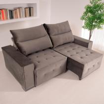 Sofá Retrátil Reclinável Coimbra 2,30m Veludo Chocolate D28