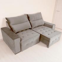 Sofá Retrátil Reclinável Coimbra 2,50m Veludo Cappuccino D28