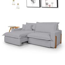 Sofá Retrátil Reclinável Davi com Molas Ensacadas no Assento Tecido Linho Cinza Claro 2,00m