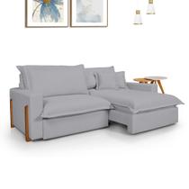 Sofá Retrátil Reclinável Davi com Molas Ensacadas no Assento Tecido Linho Cinza Claro 2,30m