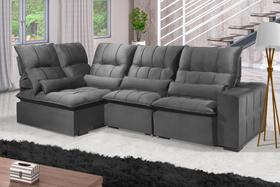 Sofá Retrátil Reclinável ELLOA DE CANTO COM CHAISE 3.45 x 1.80m ESTILO ESTOFADOS - Inca Velusoft COR "CINZA" Sofá Retrátil Reclinável ELLOA DE CANTO COM CHAISE 3.45 x 1.80m ESTILO ESTOFADOS - Inca Velusoft COR "CINZA"