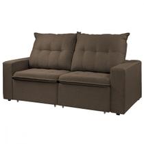 Sofá Retratil Reclinavel Estofado Berlim 200cm Veludo Tabaco