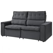 Sofá Retratil Reclinavel Estofado Cancún 200cm Suede Grafite