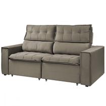 Sofá Retratil Reclinavel Estofado Cancún 200cm Veludo Castor