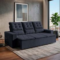 Sofá Retrátil Reclinável Europa 1,80m Suede Velut Cinza Lunar Com Molas - King House Sofá Retrátil Reclinável Europa 1,80m Suede Velut Cinza Lunar Com Molas - King House