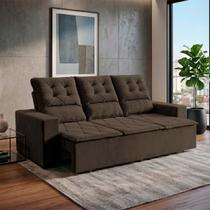 Sofá Retrátil Reclinável Europa 1,80m Suede Velut Marrom Com Molas - King House Sofá Retrátil Reclinável Europa 1,80m Suede Velut Marrom Com Molas - King House