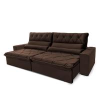 Sofá Retrátil/Reclinável França 2,10m Suede Velut Marrom c/ Molas no Assento - King House