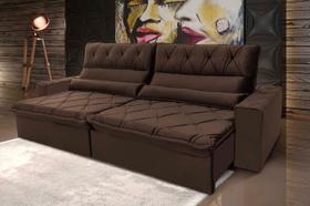 Sofá Retrátil/Reclinável França 2,70m Suede Velut Marrom c/ Molas no Assento - King House
