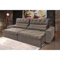 Sofá Retrátil Reclinável França 2,70m Suede Velut Marrom Claro Molas No Assento - King House Sofá Retrátil Reclinável França 2,70m Suede Velut Marrom Claro Molas No Assento - King House