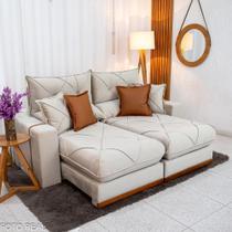 Sofá Retrátil Reclinável Gran Bello 2.00m Veludo Bege - Molas Ensacadas Pocket