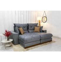 Sofá Retrátil Reclinável Gran Bello 2.00m Veludo Cinza - Molas Ensacadas Sofá Retrátil Reclinável Gran Bello 2.00m Veludo Cinza - Molas Ensacadas