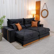 Sofá Retrátil Reclinável Gran Bello 2.00m Veludo Preto - Molas Ensacadas