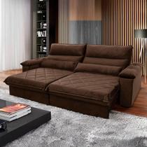Sofá Retrátil/Reclinável Grécia 2,10m Suede Velut Marrom c/ Molas no Assento - King House Sofá Retrátil/Reclinável Grécia 2,10m Suede Velut Marrom c/ Molas no Assento - King House