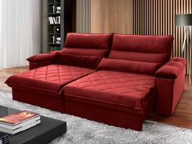 Sofá Retrátil Reclinável Grécia 3,00m Suede Velut Vermelho Molas no Assento - King House Sofá Retrátil Reclinável Grécia 3,00m Suede Velut Vermelho Molas no Assento - King House