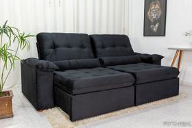 Sofá Retrátil Reclinável Imperial 2.50m Preto Molas Ensacadas