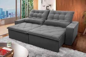 Sofá Retrátil Reclinável Islândia 2,10m Suede Velut Cinza Molas no Assento - King House Sofá Retrátil Reclinável Islândia 2,10m Suede Velut Cinza Molas no Assento - King House