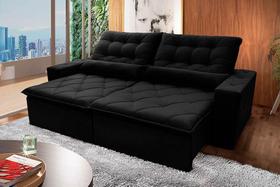 Sofá Retrátil/Reclinável Islândia 2,30m Suede Velut Preto c/ Molas no Assento - King House