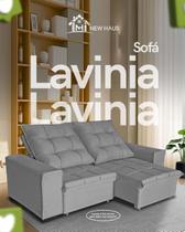 Sofá Retrátil Reclinável Lavinia 2,10m Veludo Cinza
