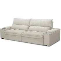 Sofá Retrátil Reclinável Living 280cm Nápoles F04 Veludo Bege