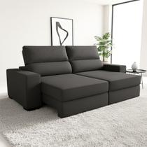 Sofá Retrátil Reclinável Madrid com Molas Ensacadas no Assento Tecido Suede Cinza 2,50M