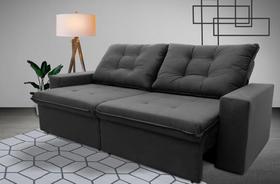 Sofá Retrátil/Reclinável Malta 2,00m Suede Velut Cinza c/ Molas no Assento - King House
