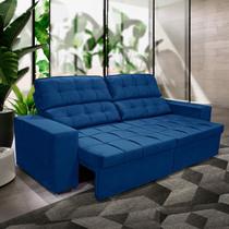 Sofá Retrátil Reclinável Molas 250 Veludo Barcelona Azul Sofá Retrátil Reclinável Molas 250 Veludo Barcelona Azul