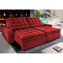 Sofá Retrátil, Reclinável, Molas Ensacadas Cama inBox Gold 2,52m Tecido Suede Velusoft Vermelho