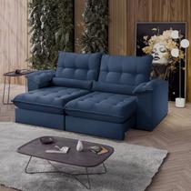 Sofá Retrátil Reclinável Molas Ensacadas Chicago 210 Cm Veludo Azul Sofá Retrátil Reclinável Molas Ensacadas Chicago 210 Cm Veludo Azul