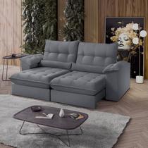 Sofá Retrátil Reclinável Molas Ensacadas Chicago 210 Cm Veludo Cinza Sofá Retrátil Reclinável Molas Ensacadas Chicago 210 Cm Veludo Cinza
