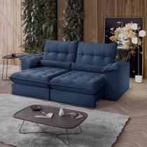 Sofá Retrátil Reclinável Molas Ensacadas Chicago 230 Cm Veludo