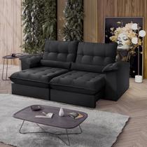 Sofá Retrátil Reclinável Molas Ensacadas Chicago 250 Cm Preto Sofá Retrátil Reclinável Molas Ensacadas Chicago 250 Cm Preto