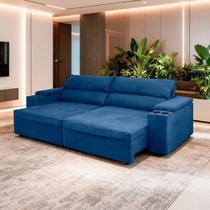 Sofá Retrátil Reclinável Molas Ensacadas Havana 250 Veludo Azul Sofá Retrátil Reclinável Molas Ensacadas Havana 250 Veludo Azul