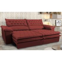 Sofá Retrátil, Reclinável Molas Pocket Cama inBox Botonê 2,32m Espuma Viscoelástico Suede Vermelho Sofá Retrátil, Reclinável Molas Pocket Cama inBox Botonê 2,32m Espuma Viscoelástico Suede Vermelho