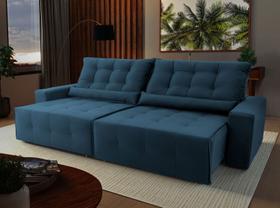 Sofá Retrátil Reclinável Montebello 3,00m Suede Velut Azul Marinho Molas no Assento - King House Sofá Retrátil Reclinável Montebello 3,00m Suede Velut Azul Marinho Molas no Assento - King House