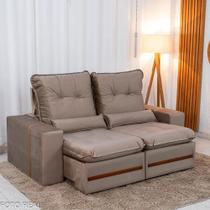 Sofá Retrátil Reclinável Montreal 1.90m Veludo Bege - D33 Sofá Retrátil Reclinável Montreal 1.90m Veludo Bege - D33