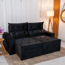 Sofá Retrátil Reclinável Moscou 2.00m Veludo Preto