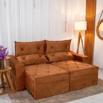 Sofá Retrátil Reclinável Moscou 2.00m Veludo Terracota