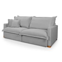 Sofá Retrátil Reclinável Osíris com Molas Ensacadas no Assento Tecido Linho Cinza Claro 2,30M