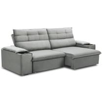 Sofá Retrátil Reclinável Para Sala 3 Lugares 205cm Gordon F04 Veludo Cinza Claro - Lyam Decor Sofá Retrátil Reclinável Para Sala 3 Lugares 205cm Gordon F04 Veludo Cinza Claro - Lyam Decor
