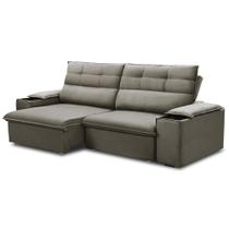 Sofá Retrátil Reclinável Para Sala 3 Lugares 205cm Gordon F04 Veludo Marrom Claro - Lyam Decor