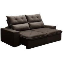 Sofá Retrátil Reclinável Para Sala 3 Lugares 210cm Aires F04 Veludo Marrom Escuro - Lyam Decor