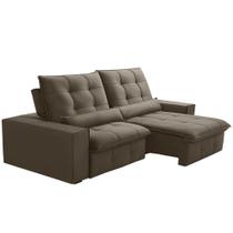 Sofá Retrátil Reclinável Para Sala 3 Lugares 210cm Curie F04 Veludo Marrom Claro - Lyam Decor