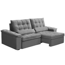 Sofá Retrátil Reclinável Para Sala 3 Lugares 210cm Maresi F04 Veludo Cinza Claro - Lyam Decor Sofá Retrátil Reclinável Para Sala 3 Lugares 210cm Maresi F04 Veludo Cinza Claro - Lyam Decor
