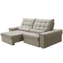 Sofá Retrátil Reclinável Para Sala 3 Lugares 210cm Nebrasca F04 Veludo Bege - Lyam Decor Sofá Retrátil Reclinável Para Sala 3 Lugares 210cm Nebrasca F04 Veludo Bege - Lyam Decor