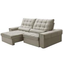Sofá Retrátil Reclinável Para Sala 3 Lugares 210cm Nebrasca F04 Veludo Bege - Lyam Decor Sofá Retrátil Reclinável Para Sala 3 Lugares 210cm Nebrasca F04 Veludo Bege - Lyam Decor