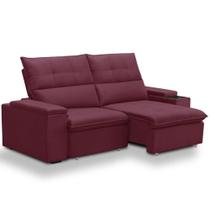 Sofá Retrátil Reclinável Para Sala 3 Lugares 210cm Niels F04 Veludo Vermelho - Lyam Decor Sofá Retrátil Reclinável Para Sala 3 Lugares 210cm Niels F04 Veludo Vermelho - Lyam Decor